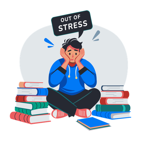 Sad man taking too much stress  Illustration