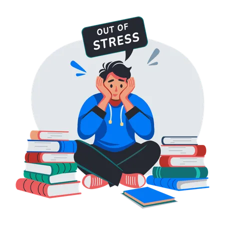 Sad man taking too much stress  Illustration