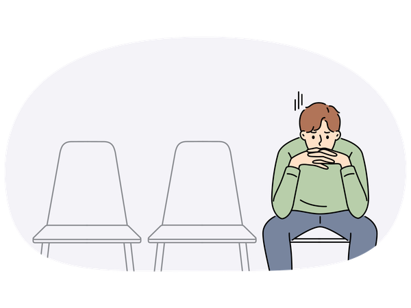 Sad man waiting for start of interview  Illustration