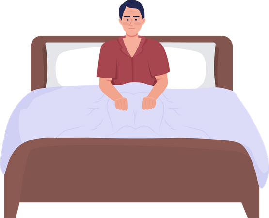 Sad man with sleep disorder  Illustration