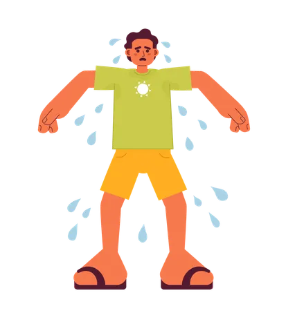 Sweating Outdoors In Summertime Flat Concept Vector Spot Illustration Sad Man With Sweaty Armpits 2 D Cartoon Character On White For Web UI Design Summer Heat Isolated Editable Creative Hero Image Illustration
