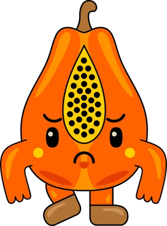 Sad Papaya Mascot  Illustration