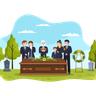 illustrations of wreath around coffin