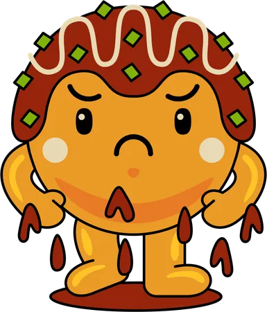 Sad Takoyaki Mascot  Illustration