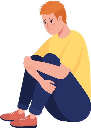 Sad Teenage Boy Illustration
