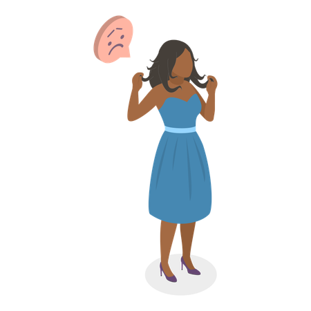 Sad woman after getting hair treatment  Illustration