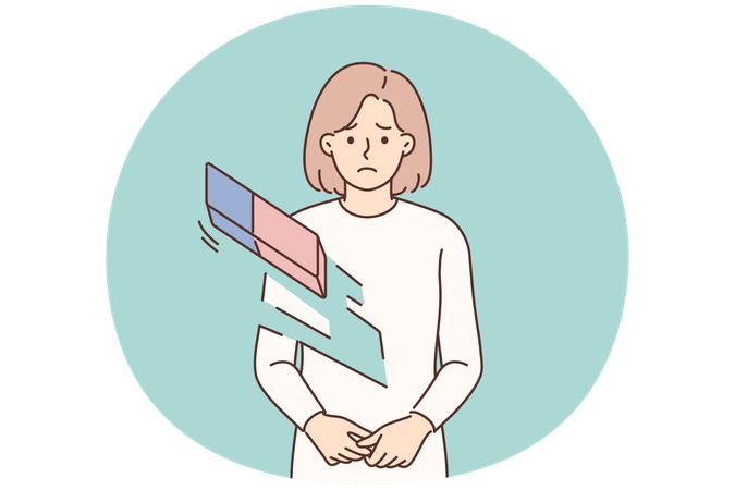 Sad woman erased with eraser  Illustration