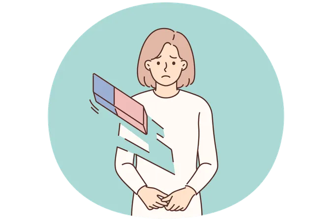 Sad woman erased with eraser  Illustration
