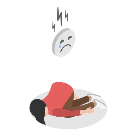 Sad Woman having Emotional Mental Disorder  Illustration