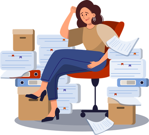 Sad woman having work stress  Illustration