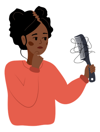 Sad woman loses her hair  Illustration