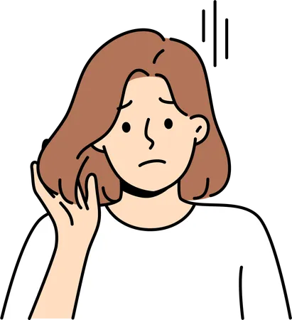 Sad woman showing short hair  Illustration