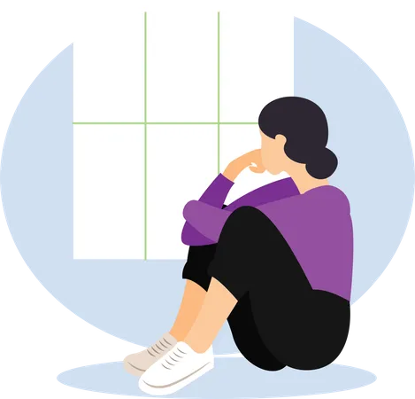 Sad woman thinking something  Illustration