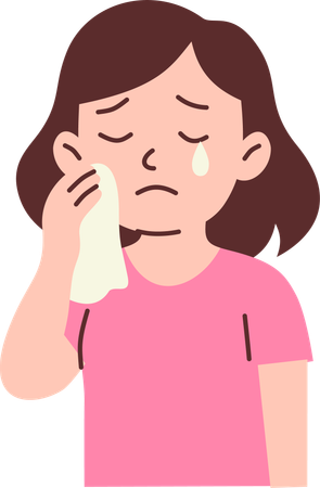 Sad Woman Wiping Tears  Illustration