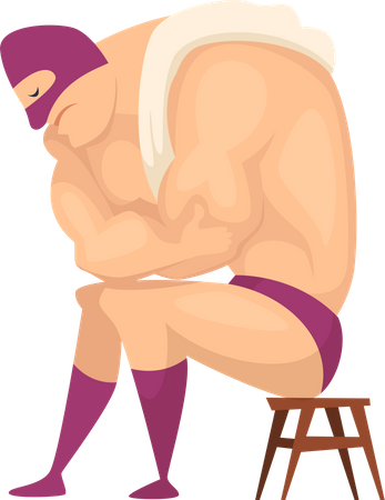 Sad wrestler lost match  Illustration