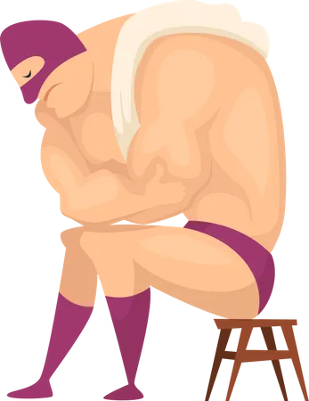 Sad wrestler lost match  Illustration