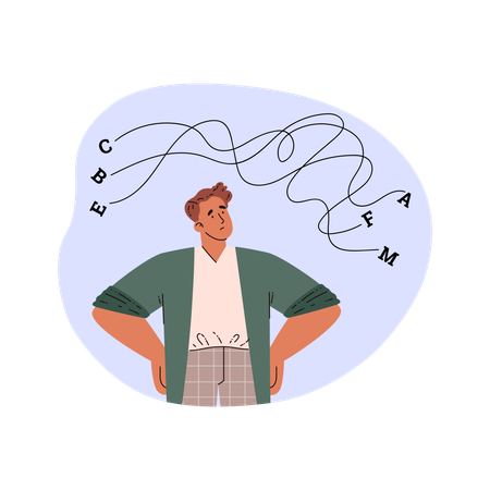 Sad young boy having learning difficulties  Illustration