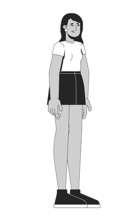 Sad Young Indian Woman In Casual Outfit Standing Still  Illustration