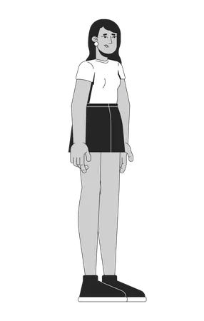 Sad Young Indian Woman In Casual Outfit Standing Still  Illustration