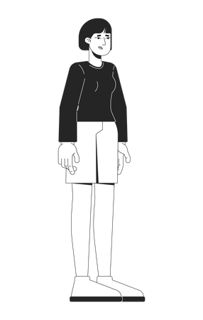 Sad young indian woman in casual outfit standing still  Illustration