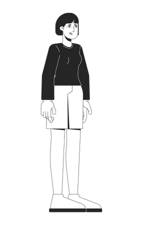 Sad young indian woman in casual outfit standing still  Illustration