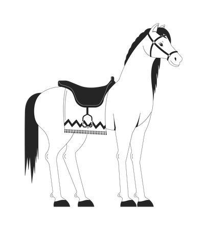 Saddled purebred horse  Illustration