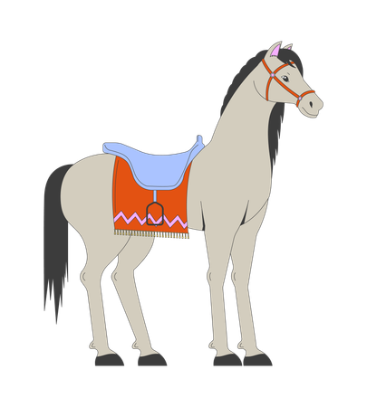 Saddled purebred horse  Illustration