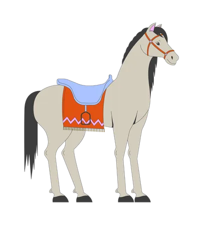 Saddled purebred horse  Illustration