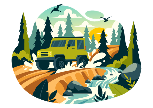 Safarifahrt im Wald  Illustration