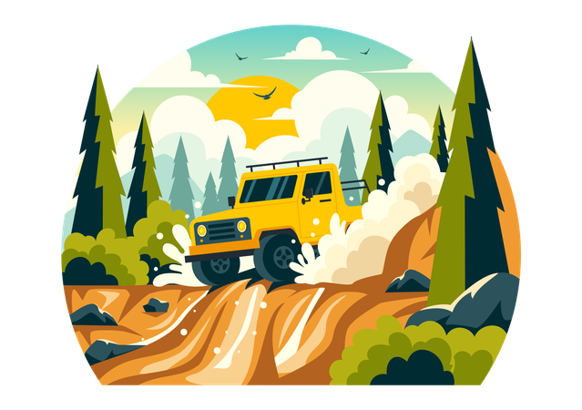 Safari en Jeep dans les montagnes  Illustration