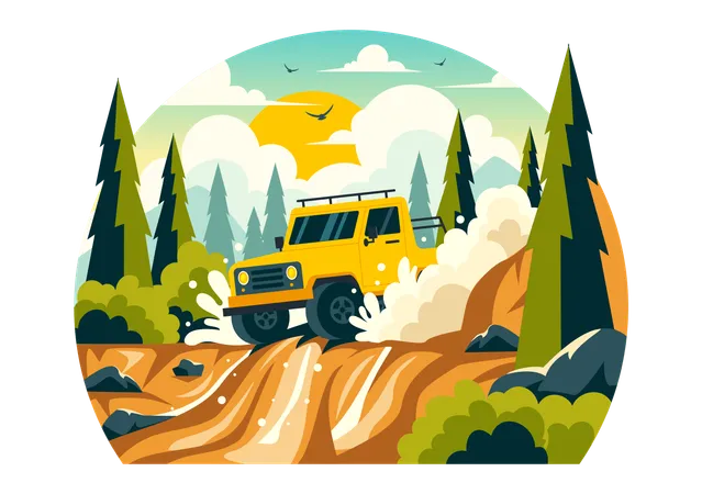 Safari en Jeep dans les montagnes  Illustration