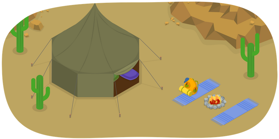 Safari Tent in Desert Savannah  Illustration