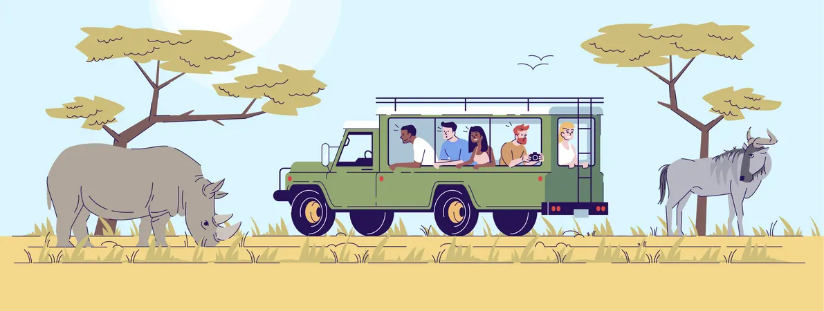 Safari tour Illustration