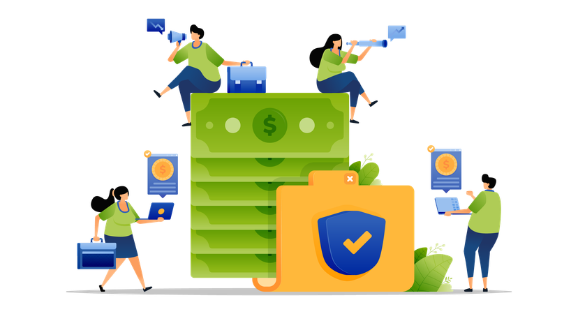 Safe and secure on protecting customer financial data in banking  Illustration
