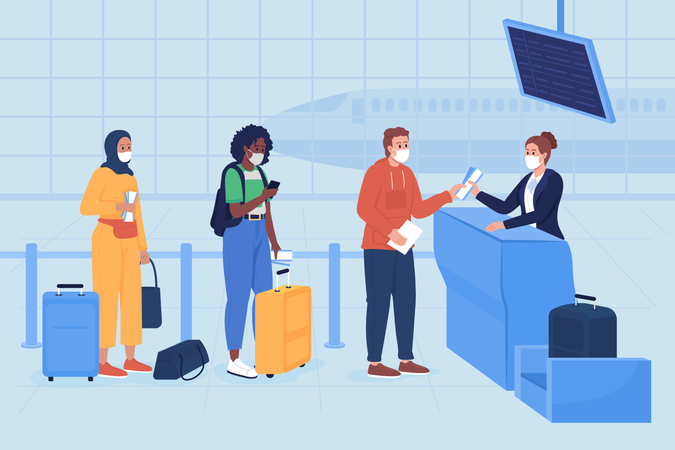 Safe boarding in airport terminal  Illustration