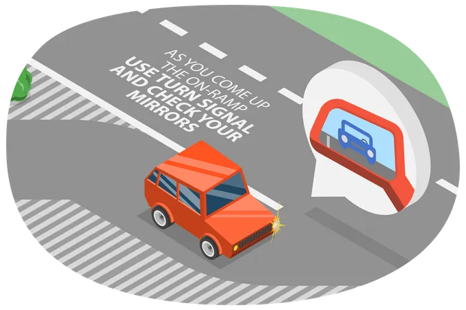 Safe car driving on highway  Illustration