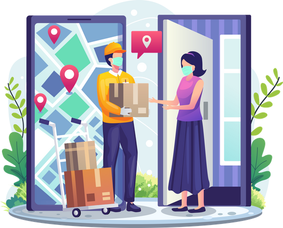 Safe delivery during pandemic  Illustration