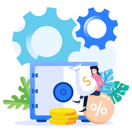 Illustration Vector Graphic Cartoon Character Of Money Saving And Bank Illustration