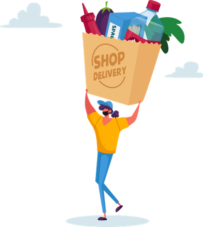 Safe food delivery during coronavirus pandemic  Illustration