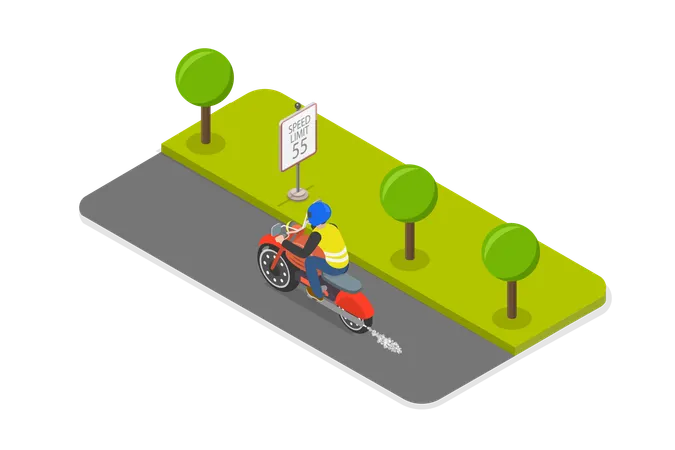 3 D Isometric Flat Vector Illustration Of Safe Moto Riding Tips Driving Safety Rules Illustration