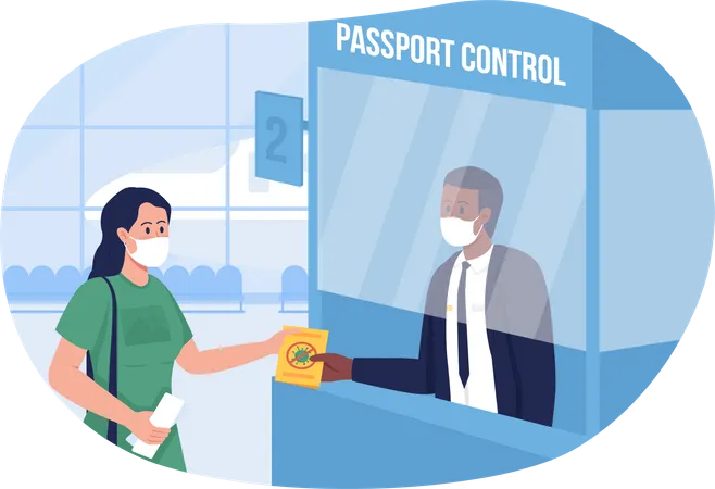 Safe passport control at airport  Illustration