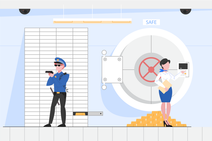Safe room in the bank  Illustration