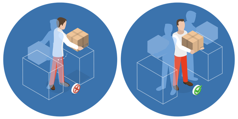 Safe Way of Manual Lifting of Weights  Illustration