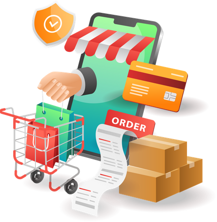 Safety of online shopping in e-commerce stores  Illustration