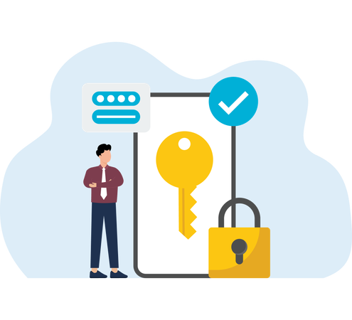 Safety paying with credit card online on smartphone  Illustration