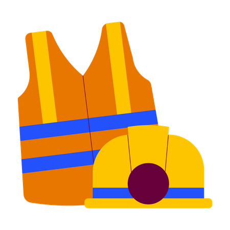 Safety vest and helmet  Illustration