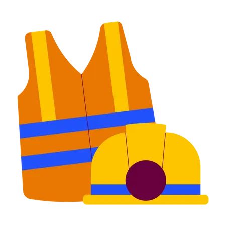 Safety vest and helmet  Illustration