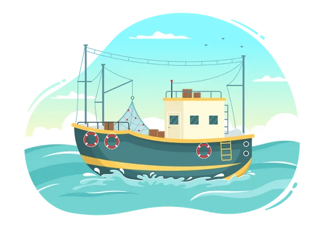 Sailing In Boat Illustration