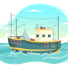 sailing in boat illustration svg