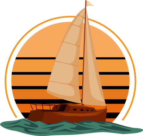 Sailing on the beach  Illustration